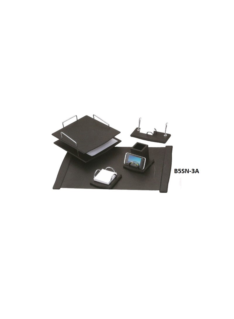 5-Piece Desk Set - Black  - Black Base