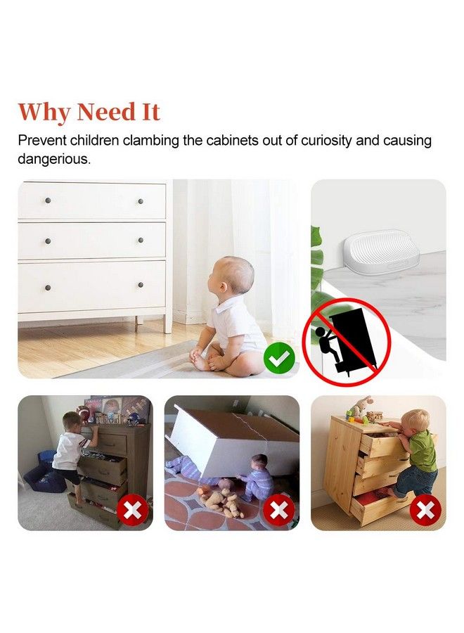 Eudemon أحزمة تثبيت الأثاث المضادة للانقلاب للأطفال والحيوانات الأليفة، حامل الحائط المضاد للانقلاب للأثاث، مثبتات حائط للأثاث لحماية الأطفال، سهلة التركيب (أبيض 2 عبوة) - Image 4