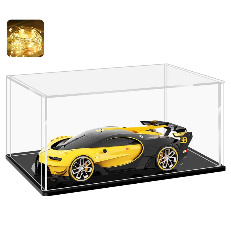 LANSCOERY LANSCOERY Clear Acrylic Display Case, Assemble Horizontal Display Box Stand with Black Base, Dustproof Protection Showcase for Collectibles Memorabilia Figurines (13x6.7x6inch;33x17x15cm)  - Image 1