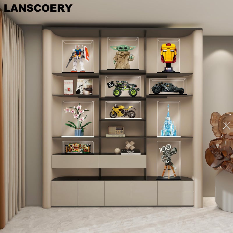 LANSCOERY LANSCOERY Clear Acrylic Display Case, Assemble Horizontal Display Box Stand with Black Base, Dustproof Protection Showcase for Collectibles Memorabilia Figurines (13x6.7x6inch;33x17x15cm)  - Image 3
