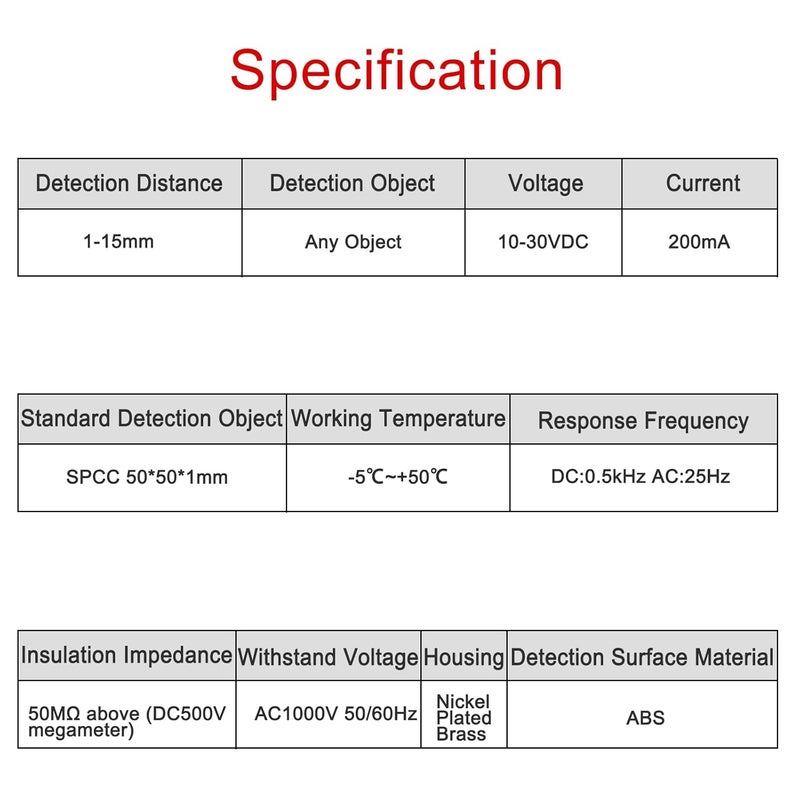 Heschen M30 Capacitive Proximity Sensor Switch Non-Shield Type LJC30A3-H-Z/BX Detection 1-15mm 10-30VDC 200mA NPN Normally Open(NO) 3 Wires - Image 5
