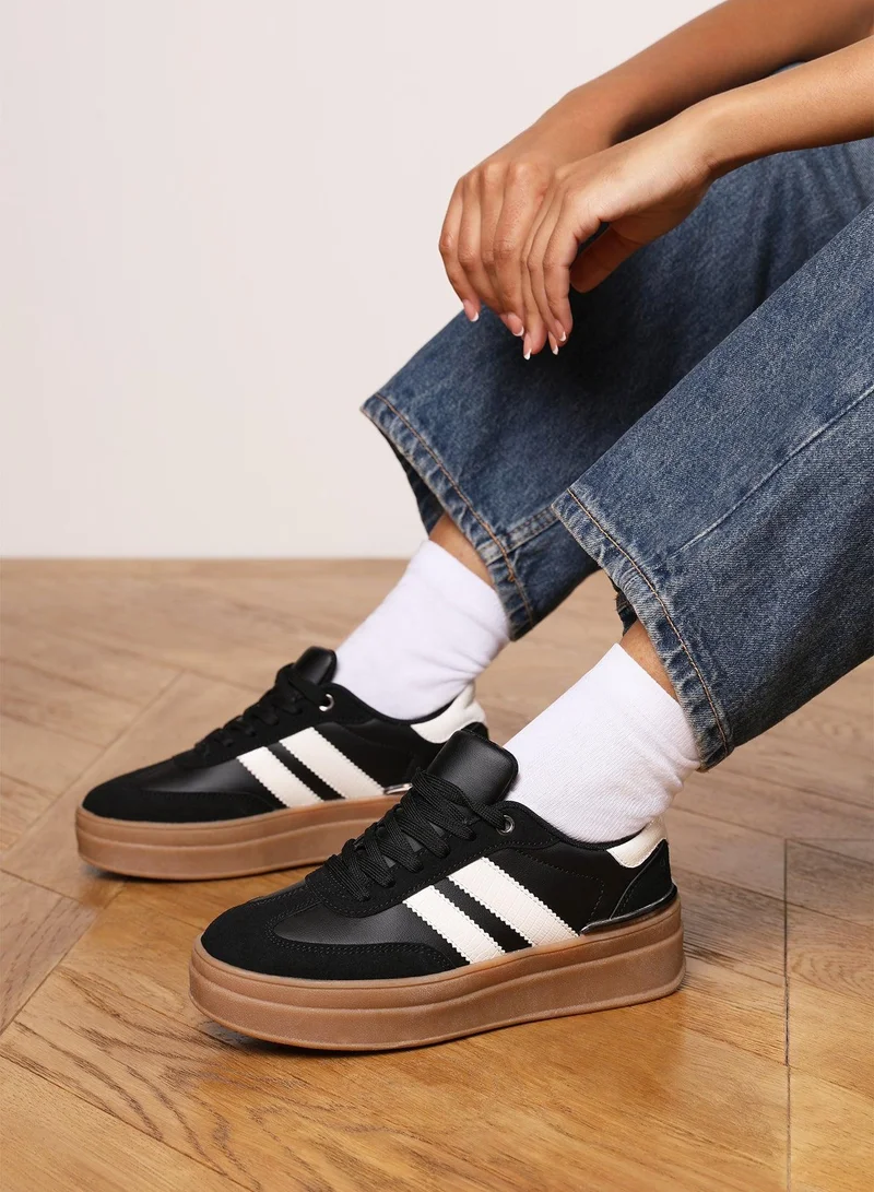 Where's That From 'Brisa' Platform Lace Up Trainers with Side Stripes