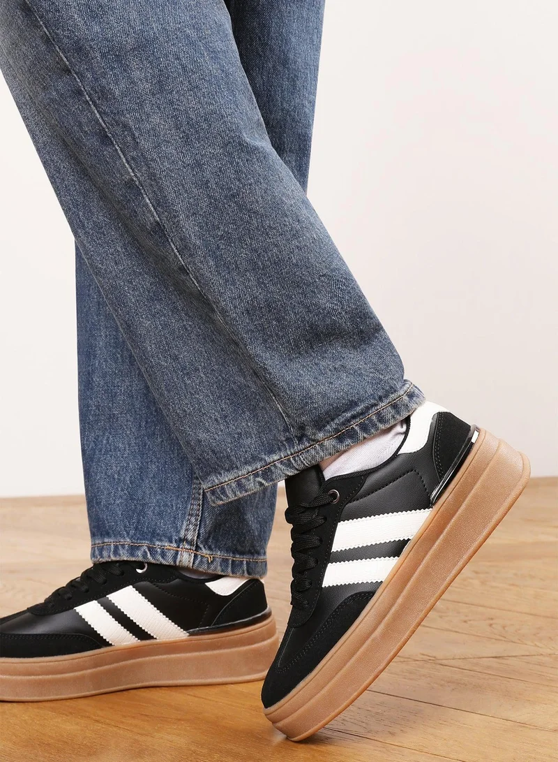 Where's That From 'Brisa' Platform Lace Up Trainers with Side Stripes