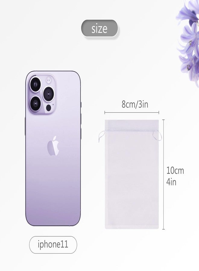 FUNFERY 100 Pcs White Organza Bags 3x4 in, Small Mesh Drawstring Gift Bags for Sachet, Jewelry, Candy, Wedding Favor, Easter Day - Image 2