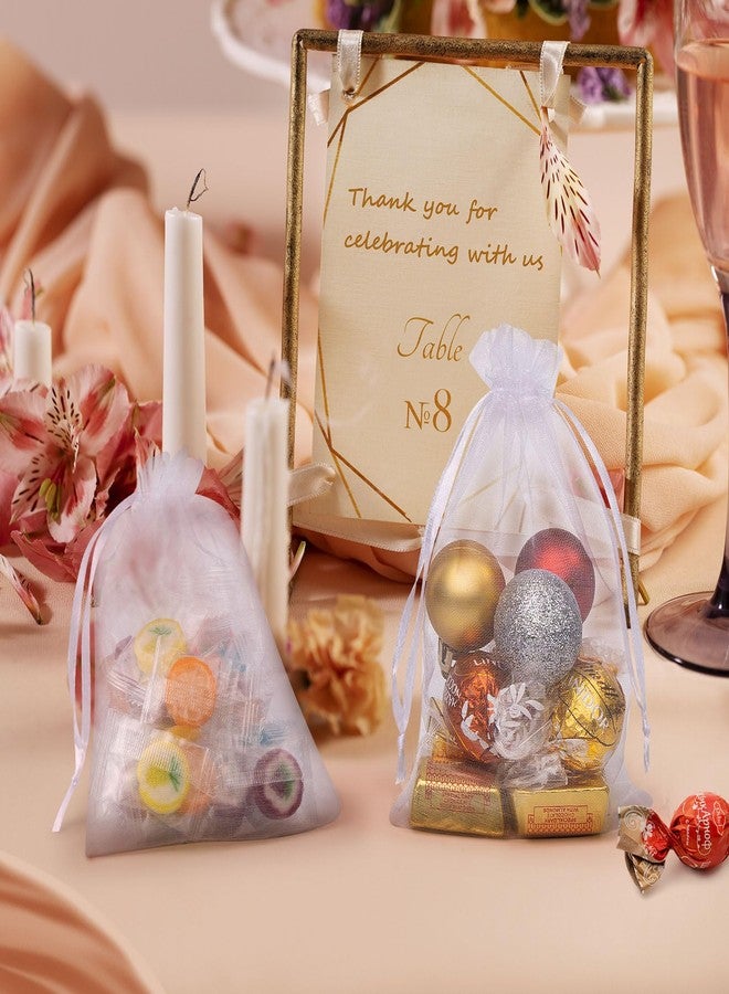 FUNFERY 100 Pcs White Organza Bags 3x4 in, Small Mesh Drawstring Gift Bags for Sachet, Jewelry, Candy, Wedding Favor, Easter Day - Image 4