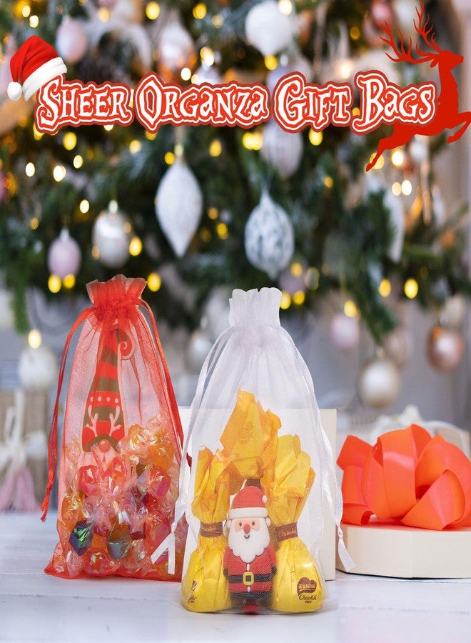FUNFERY 100 Pcs White Organza Bags 3x4 in, Small Mesh Drawstring Gift Bags for Sachet, Jewelry, Candy, Wedding Favor, Easter Day - Image 3