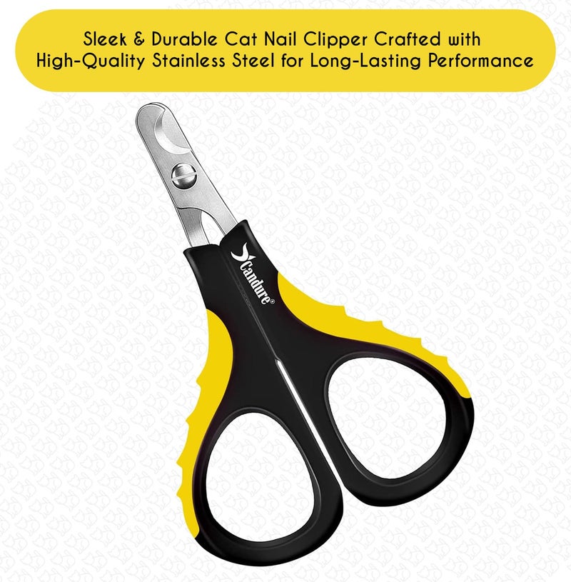 Candure Cat Nail Clipper Stainless Steel Cat Claw Trimmers for Rabbits, Guinea Pigs, Birds, Puppies, Kittens and Small Animals Pet Nail Clipper for Professional and Home Use (Yellow) - Image 4