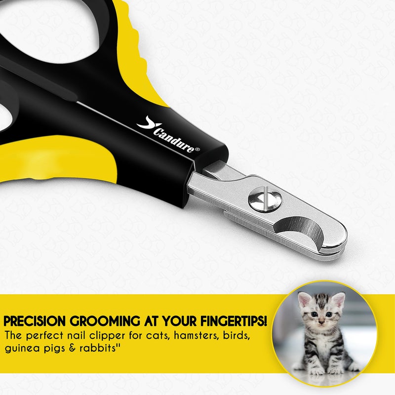 Candure Cat Nail Clipper Stainless Steel Cat Claw Trimmers for Rabbits, Guinea Pigs, Birds, Puppies, Kittens and Small Animals Pet Nail Clipper for Professional and Home Use (Yellow) - Image 2