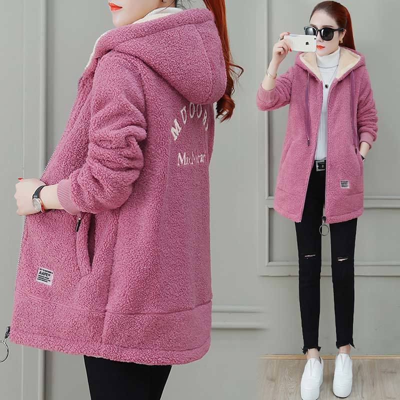 Fleece-Lined Thick Womens Hoodie Winter Coat 044# Brown - Image 4