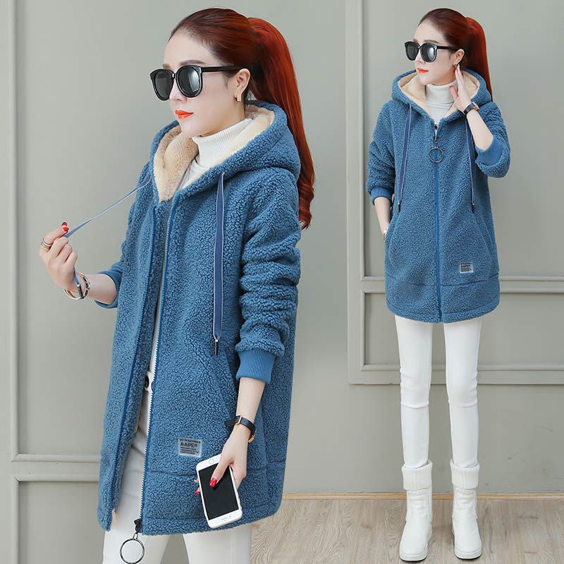 Fleece-Lined Thick Womens Hoodie Winter Coat 044# Brown - Image 5