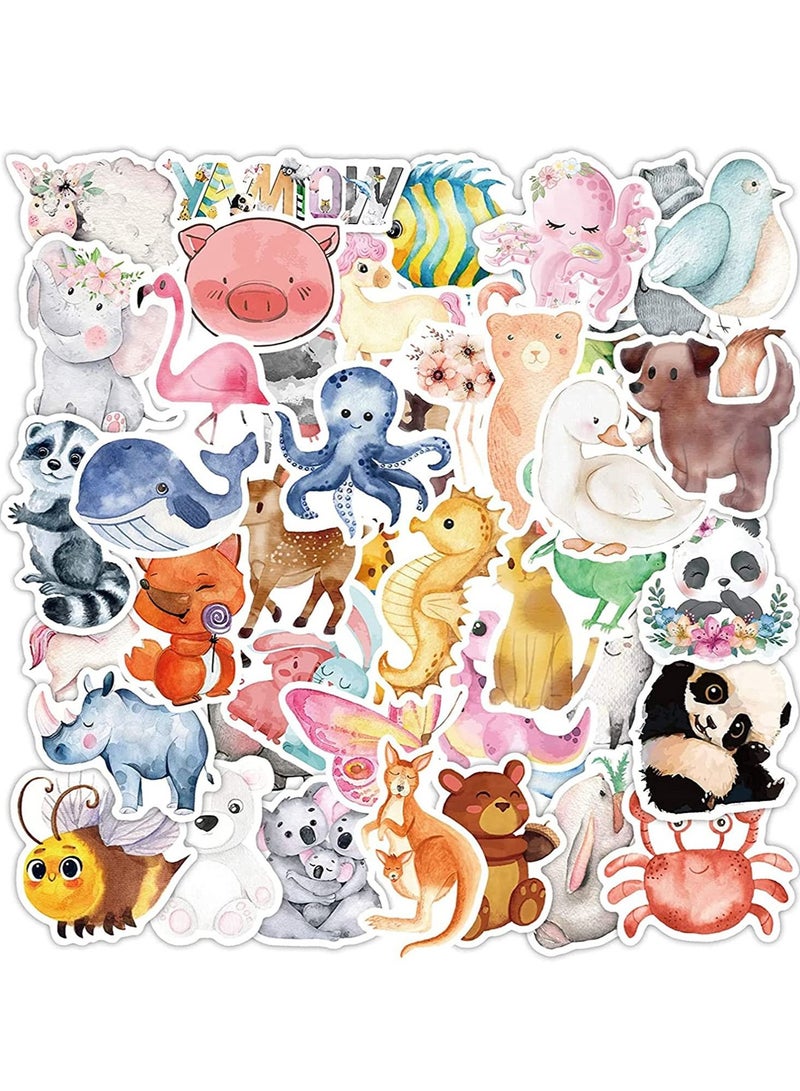 SYOSI Cute Animal Stickers for Kids Cartoon for Water Bottle Laptop Watercolor for Scrapbook Waterproof Vinyl - Image 1