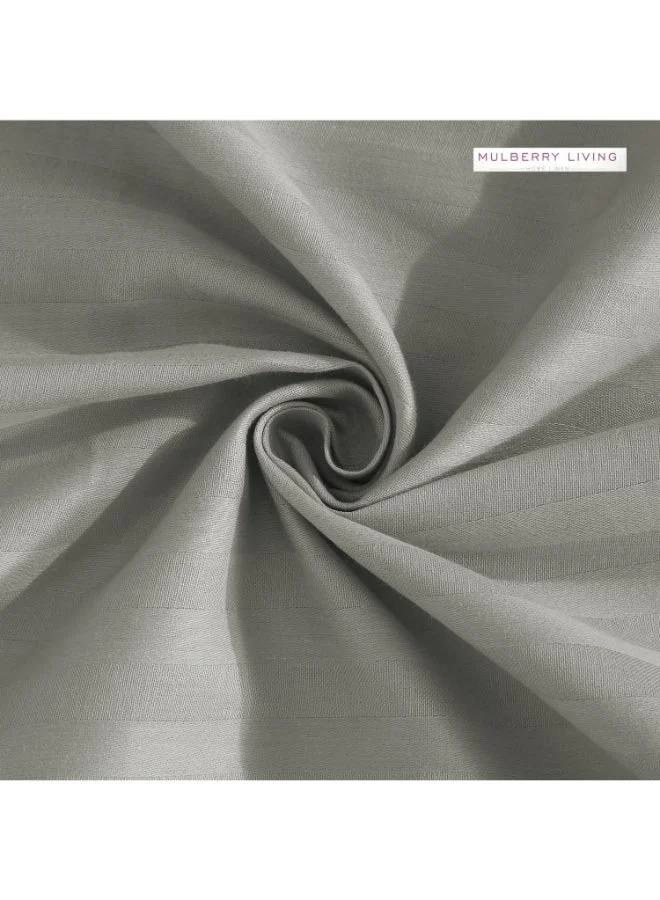 MULBERRY LIVING 100% Cotton 4 Piece Set: Duvet Cover: Width 240 x Length 220 cms. Fitted King Sheet : 180 x 200 x 30 cms. Pillow Covers : 50 x 75 cms - 300 TC Elysian Stripes(2cm)-Silver grey