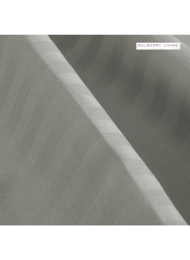 MULBERRY LIVING 100% Cotton 4 Piece Set: Duvet Cover: Width 240 x Length 220 cms. Fitted King Sheet : 180 x 200 x 30 cms. Pillow Covers : 50 x 75 cms - 300 TC Elysian Stripes(2cm)-Silver grey