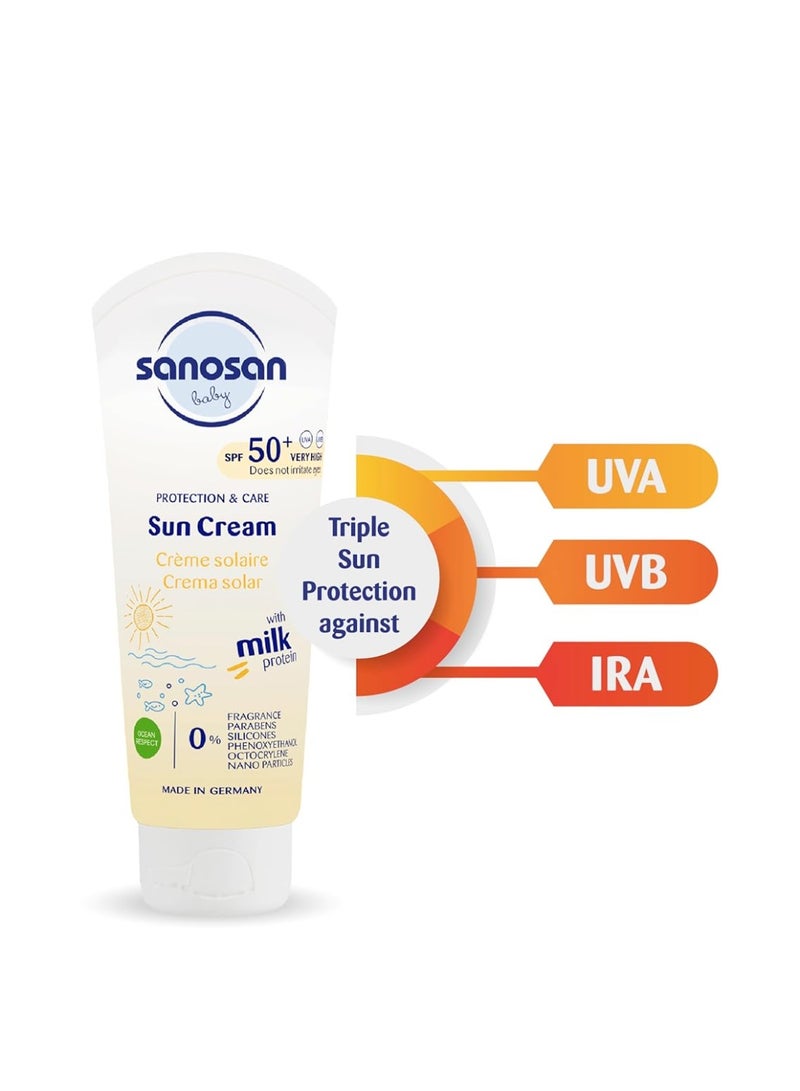 سانوسان كريم واقي من الشمس للأطفال من سانوسان | عامل حماية من الشمس 50+ | مقاوم للماء | حماية من الأشعة فوق البنفسجية الطويلة والمتوسطة | خالٍ من المواد الحافظة والعطور والبارابين والبارافين - 75 مل - Image 2