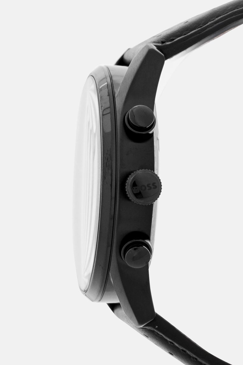 BOSS Men 1513880 Analog Stainless Steel Watch 44 mm, Black  - Image 4