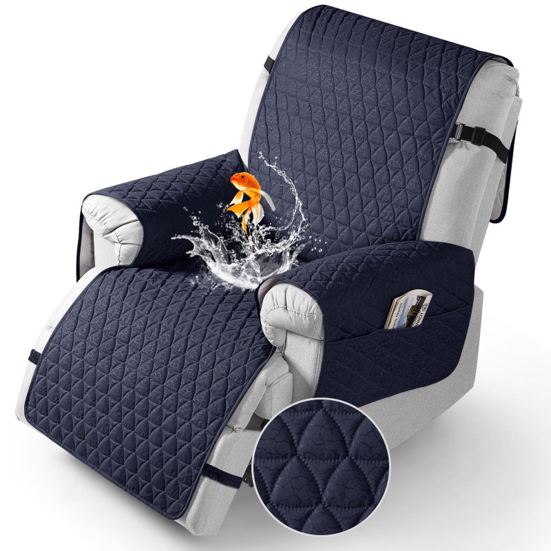 TAOCOCO 100 Waterproof Recliner Cover Recliner Cover with NonSlip Granule Recliner Chair Covers with Elastic Band Recliner Chair Covers for Reclining ChairDark Blue Small22