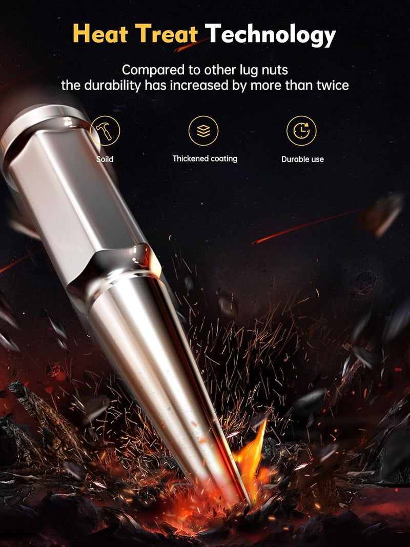 MIKKUPPA ميكوبّا 24 قطعة صمولة سبايك كروم M14x1.5 مع مفتاح تركيب لشيفروليه سيلفرادو فورد F-150 جي إم سي سييرا - Image 4