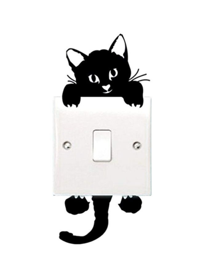 NIBEMINENT 12-Piece Cat Shaped Wall Vinyl Decal Sticker Black 14x6inch - Image 1