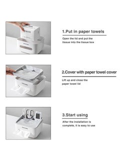 KASTWAVE Tissue Box Cover Holder with Storage Napkin Tissue Box Multi-Function Tissue Box ABS Material Storage Organizer for Home/Office/Car/Restaurant (Wood Color)  - Image 5