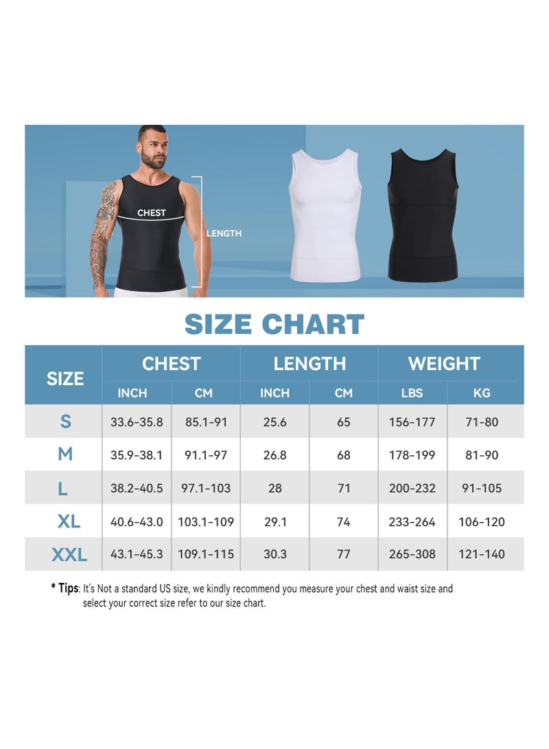 KASTWAVE Compression Shirts for Men Slimming, Workout Tank Top Undershirts Shapewear Tight Tummy Underwear, Mens Body Shaper Sleeveless Slimming Vest, Black - 2XL - Image 5