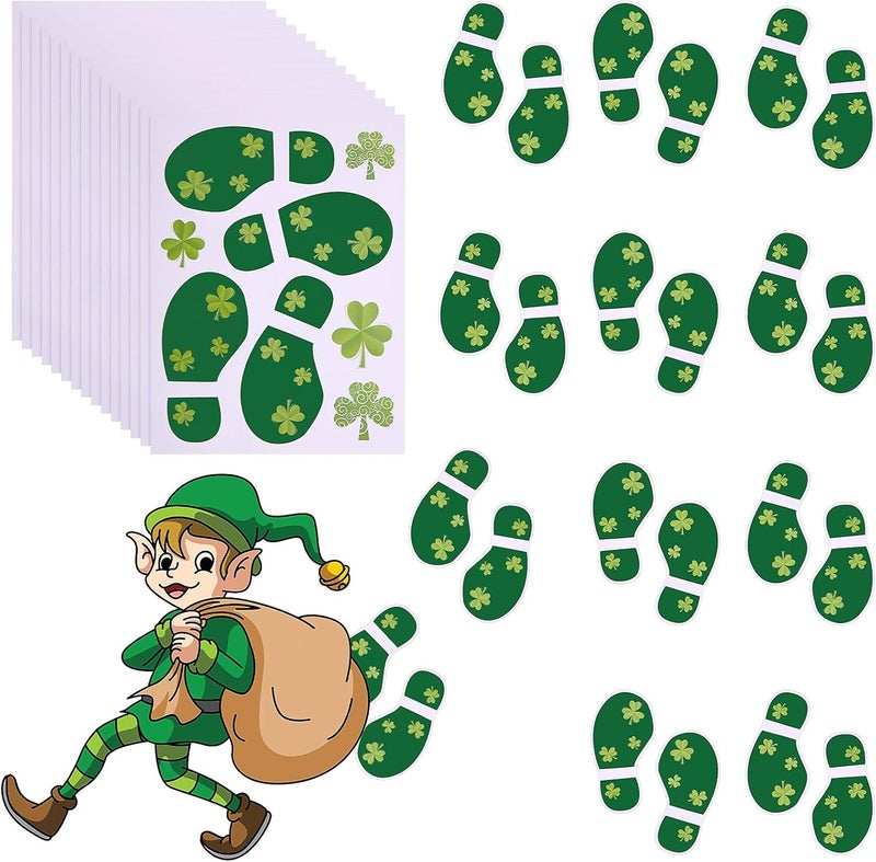 Zonon 60 Pieces St. Patrick's Day Leprechaun Footprints Floor Stickers Removable Shamrock Foot Stickers Decorations Floor Decals Stickers for Window Walls Shamrock Party Favors Supplies Decoration - Image 1