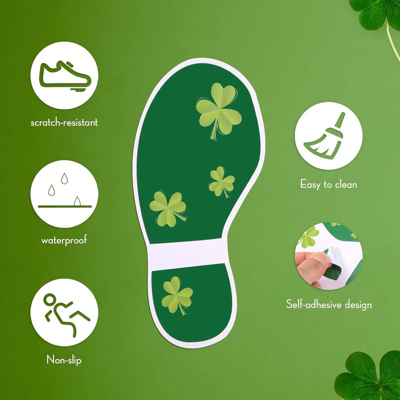 Zonon 60 Pieces St. Patrick's Day Leprechaun Footprints Floor Stickers Removable Shamrock Foot Stickers Decorations Floor Decals Stickers for Window Walls Shamrock Party Favors Supplies Decoration - Image 3