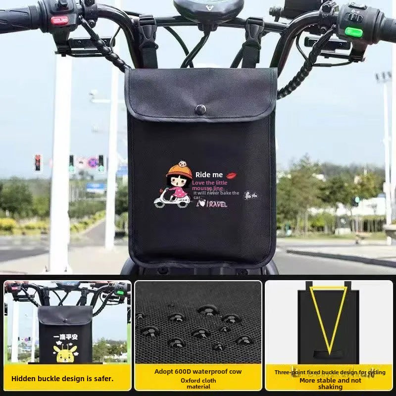 Generic Waterproof Large Capacity Bike Pouch Motorcycle Girl [New Double Layer Waterproof Thickened Large Size with Cover] 