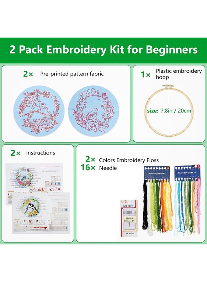ليمون طقم تطريز للمبتدئين والبالغين، طقم تطريز طائر الطنان، أطقم تطريز متقاطع للمبتدئين، غرز سهلة التعلم، فيديو تعليمي، نمط تطريز مطبوع، أزهار، طيور. - Image 2