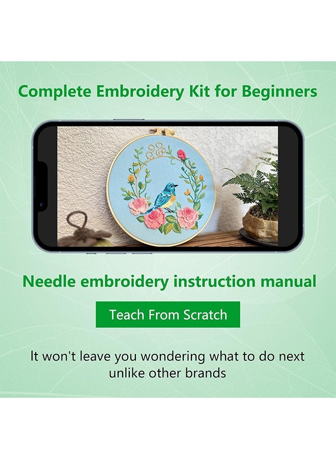 ليمون طقم تطريز للمبتدئين والبالغين، طقم تطريز طائر الطنان، أطقم تطريز متقاطع للمبتدئين، غرز سهلة التعلم، فيديو تعليمي، نمط تطريز مطبوع، أزهار، طيور. - Image 4