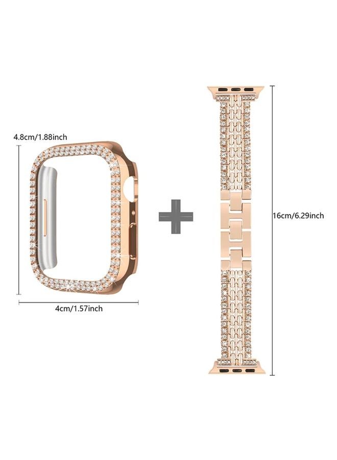 41mm Silvery Bling Metal Wristband Strap With PC Cover For iWatch Series 8 7 6 5 4 3 2 1 - Image 2