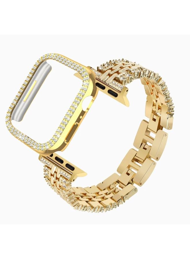 41mm Silvery Bling Metal Wristband Strap With PC Cover For iWatch Series 8 7 6 5 4 3 2 1 - Image 1