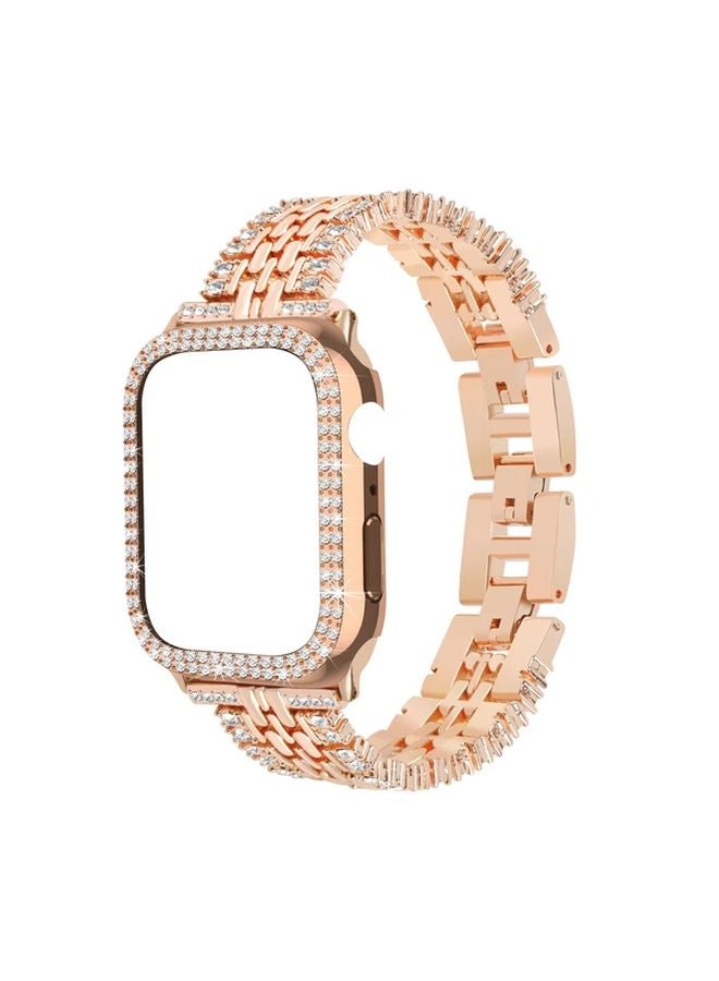 41mm Silvery Bling Metal Wristband Strap With PC Cover For iWatch Series 8 7 6 5 4 3 2 1 - Image 3