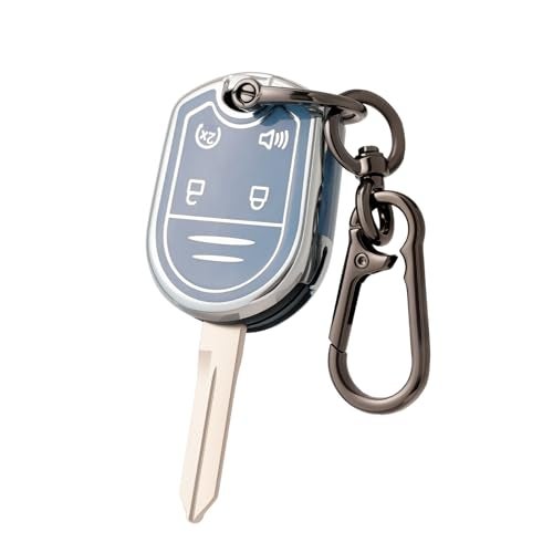 CHATYYD Key fob Cover for Ford with Keychain, Soft Car Key Case for Ford F-150 F-250 F-350 Super Duty Explorer Expedition Lincoln MKX Accessories(Silver Edge Blue) - Image 1