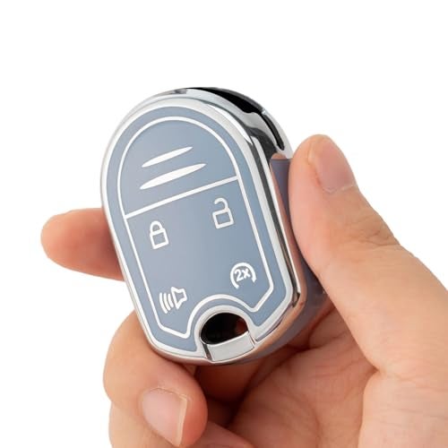 CHATYYD Key fob Cover for Ford with Keychain, Soft Car Key Case for Ford F-150 F-250 F-350 Super Duty Explorer Expedition Lincoln MKX Accessories(Silver Edge Blue) - Image 4