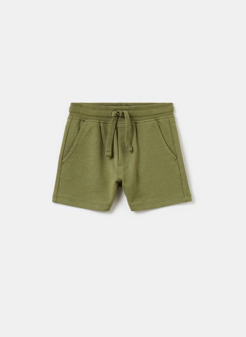 Ovs Cotton Shorts With Drawstring