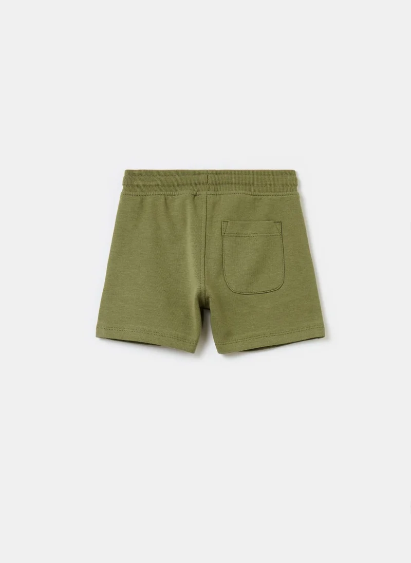 Ovs Cotton Shorts With Drawstring
