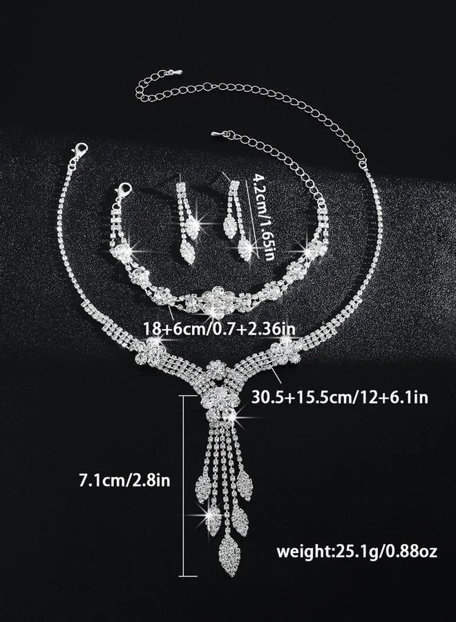 Take Two Pack of 3 - Rhinestone Necklace with Bracelet and Earrings