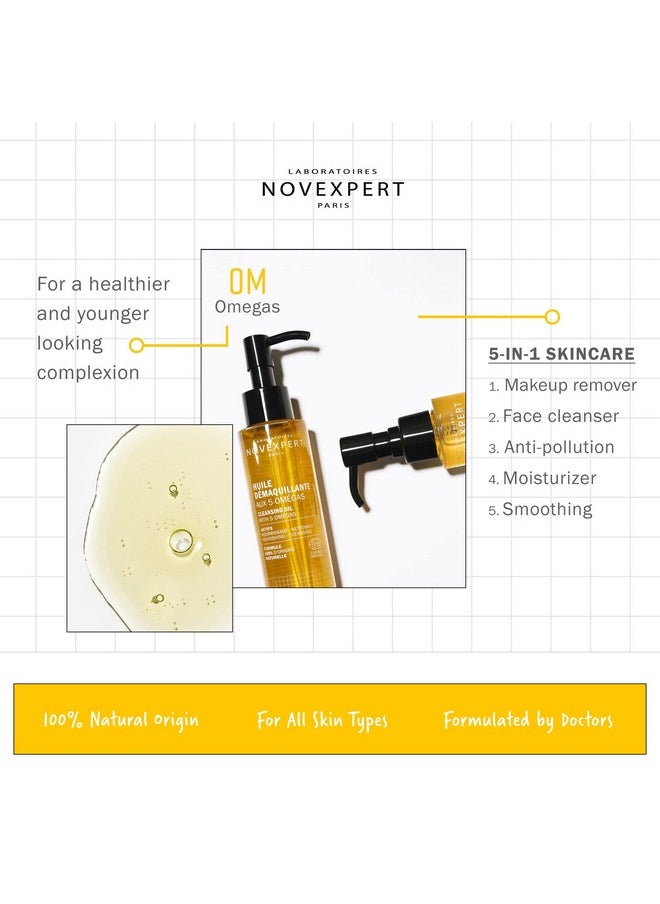 Novexpert Cleansing Oil With 5 Omegas Multifunctional Facial Cleanser Removes Makeup And Impurities, Renews, Restores Skin Deep Clean With Hydrating Face Wash Vegan, Organic Skincare 5 Oz  - Image 3