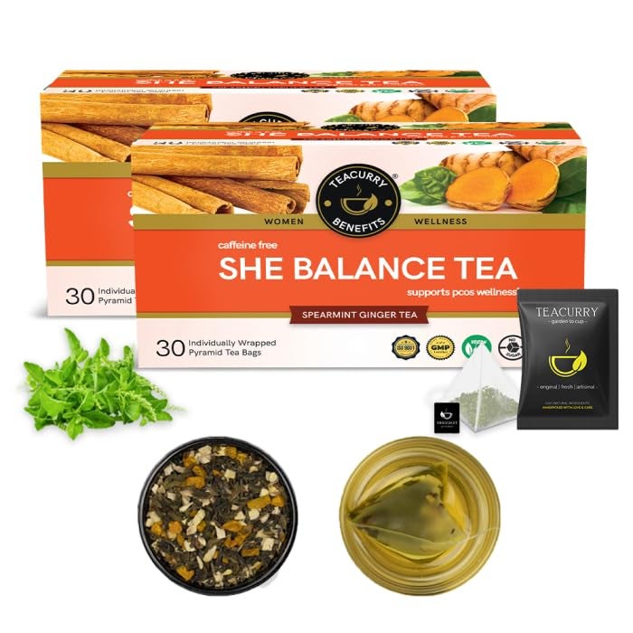 TEACURRY Pcos Spearmint Tea (2 Months Pack, 60 Tea Bags)-Help With Hormone, Period And Weight-60 Days Pcos Tea-Pcos Tea For Women-She Balance Tea, 120 Grams - Image 2