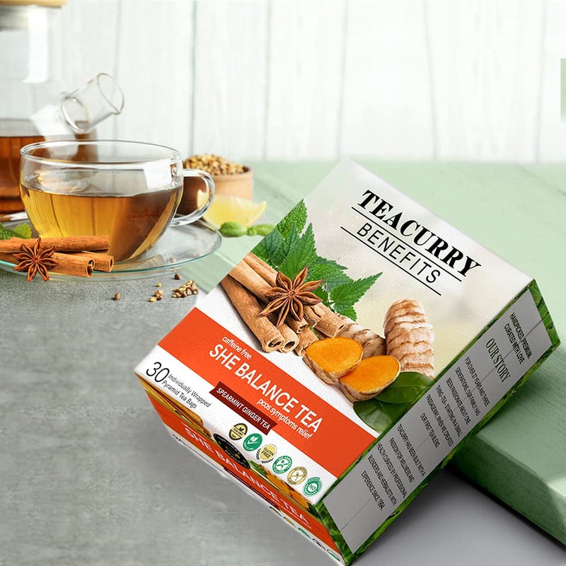 TEACURRY Pcos Spearmint Tea (2 Months Pack, 60 Tea Bags)-Help With Hormone, Period And Weight-60 Days Pcos Tea-Pcos Tea For Women-She Balance Tea, 120 Grams - Image 5