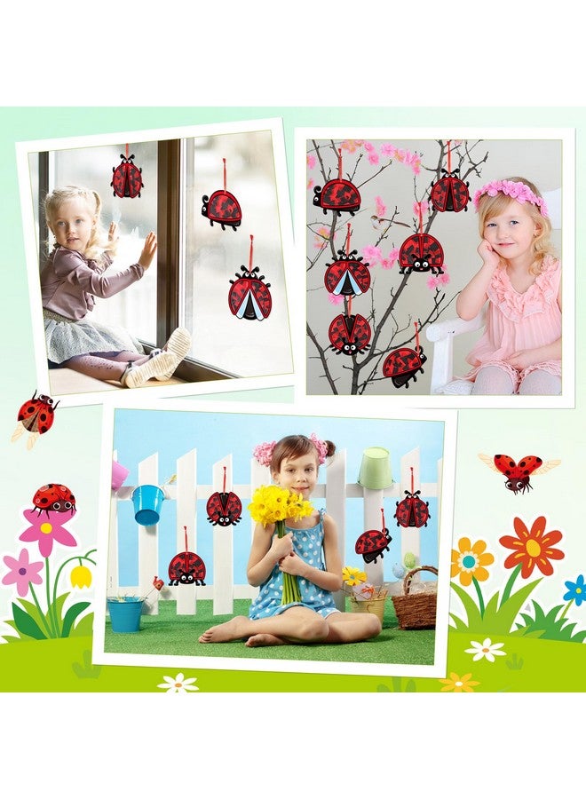 Tinlade 24 Pcs Ladybug Craft Kit Spring Suncatcher Kit Ladybug Suncatcher Craft Window DIY Tissue Paper Suncatcher Decoration Ornament for Classroom Spring Party Favor Supplies - Image 5