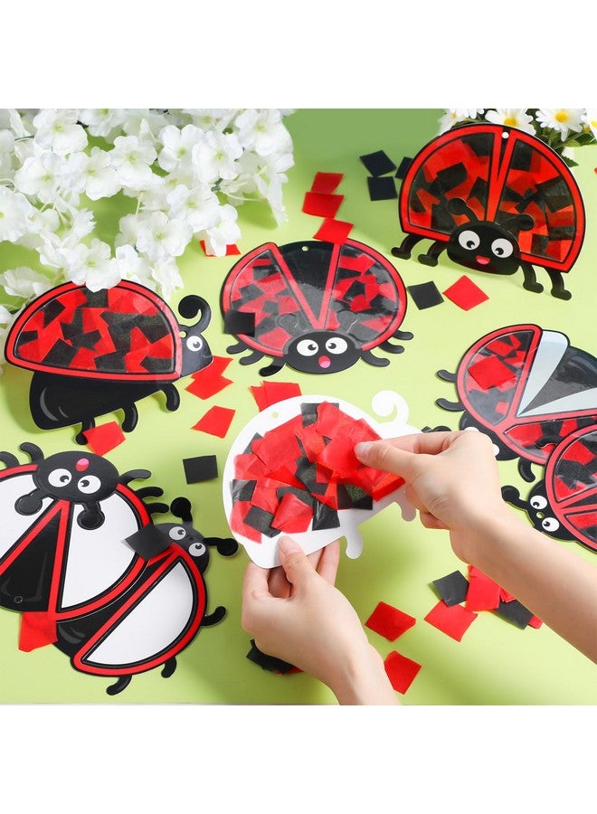 Tinlade 24 Pcs Ladybug Craft Kit Spring Suncatcher Kit Ladybug Suncatcher Craft Window DIY Tissue Paper Suncatcher Decoration Ornament for Classroom Spring Party Favor Supplies - Image 4
