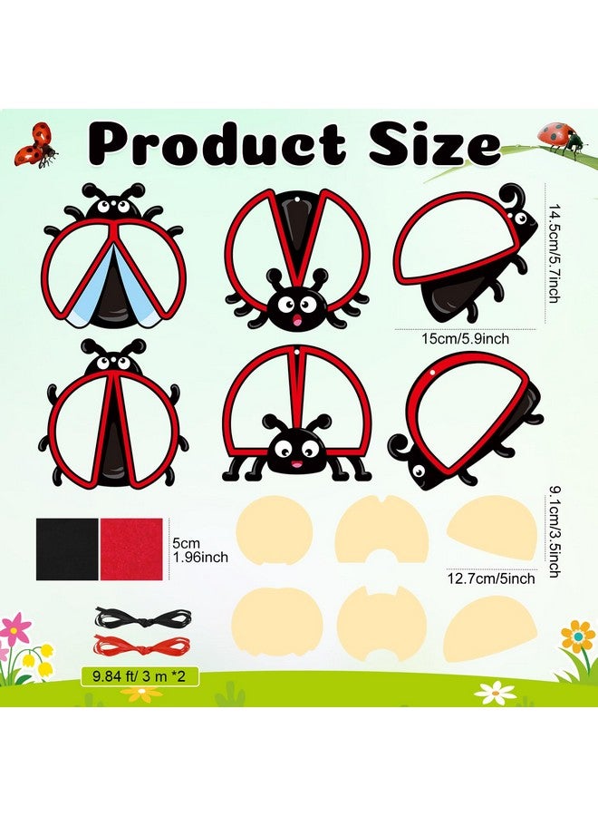 Tinlade 24 Pcs Ladybug Craft Kit Spring Suncatcher Kit Ladybug Suncatcher Craft Window DIY Tissue Paper Suncatcher Decoration Ornament for Classroom Spring Party Favor Supplies - Image 2