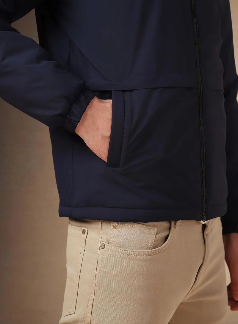 Dennis Lingo Men's Navy 100% Polyester Solid Regular Fit Jacket