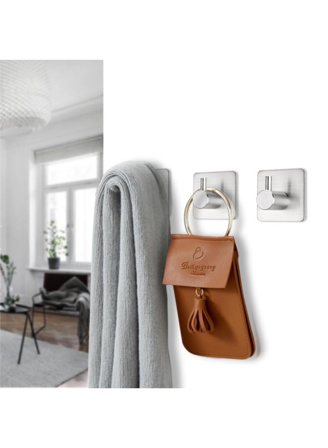 RSG Heavy Duty Adhesive Wall Hooks for Home, Kitchen & Bathroom – Waterproof, Rustproof, No Drill Hooks for Hanging Towels, Clothes, Bags & Utensils – Strong Self Adhesive Hooks Set of 4 (Silver) - Image 2