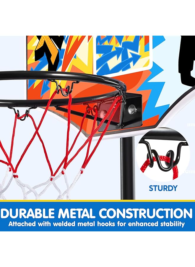JOYIN Kids Basketball Hoop Adjustable Height 2.8 Ft 6.2 Ft Toddler Basketball Hoop For Kids Indoor Outdoor Play Portable Basket Ball For Boys Girls Age 3 4 5 6 7 8 Gift - Image 5