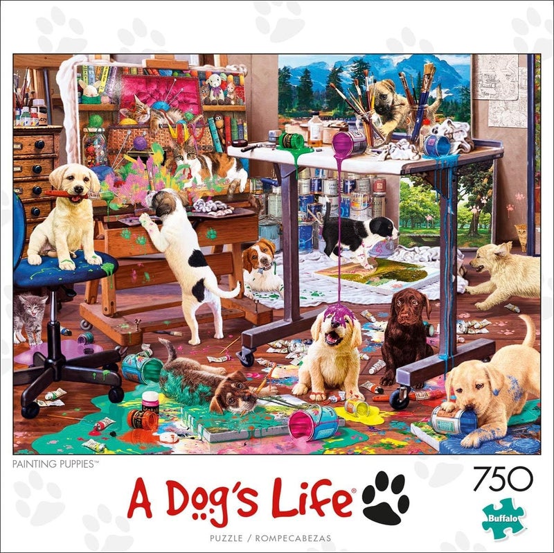 Buffalo Games - Steve Read - Painting Puppies - 750 Piece Jigsaw Puzzle for Adults -Challenging Puzzle Perfect for Game Nights - Finished Size is 24.00 x 18.00 - Image 3