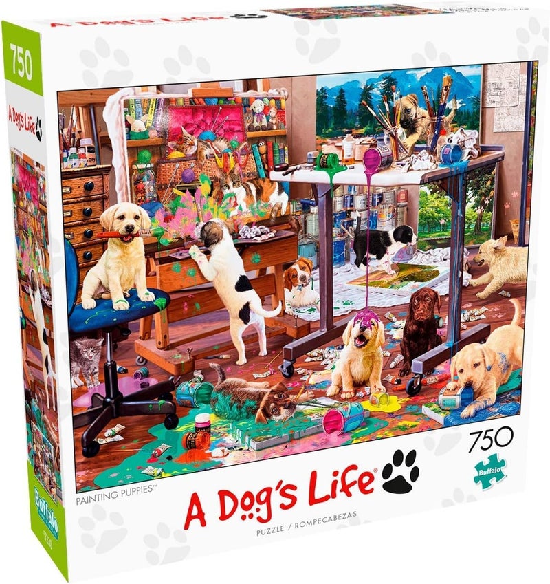 Buffalo Games - Steve Read - Painting Puppies - 750 Piece Jigsaw Puzzle for Adults -Challenging Puzzle Perfect for Game Nights - Finished Size is 24.00 x 18.00 - Image 1