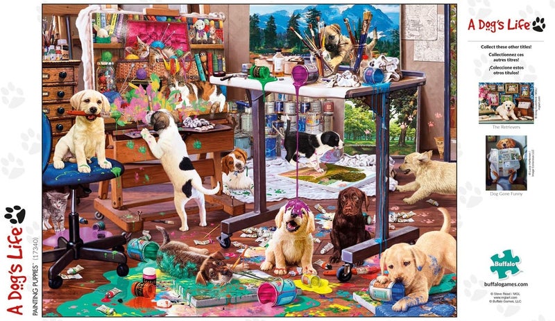 Buffalo Games - Steve Read - Painting Puppies - 750 Piece Jigsaw Puzzle for Adults -Challenging Puzzle Perfect for Game Nights - Finished Size is 24.00 x 18.00 - Image 5