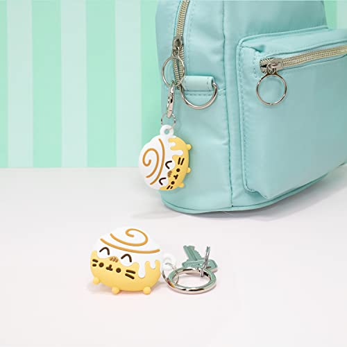 iFace x Pusheen Café Series Silicone Protective Cover [ Compatible with Apple AirTag][Cute Character Case] [Carabiner Keychain Clip Included] - Cinnamon Roll - Image 3